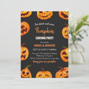 Dunkle Kürbisschnitzparty Halloween Jack OLantern Einladung