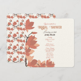 Dunkle Lachscreme und Braun Folk Art Dusche Einladung