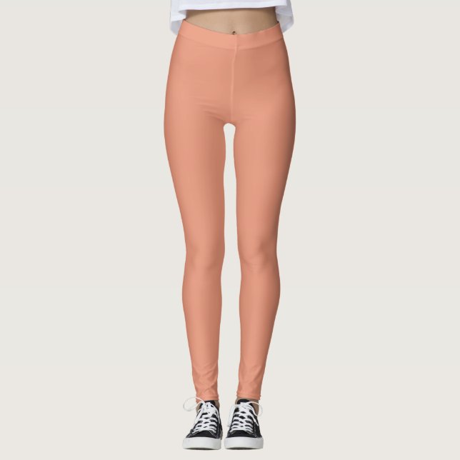 Dunkle Lachsfarbe Einfarbig Schlicht Leggings (Vorderseite)