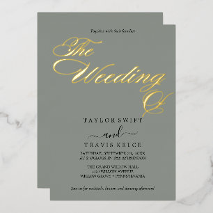 Dunkle Landschaft und goldene Foil Elegante Hochze Folieneinladung