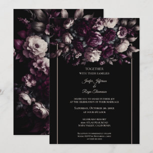 Dunkle, launische Blumen Foto-Gotische Hochzeitsei Einladung