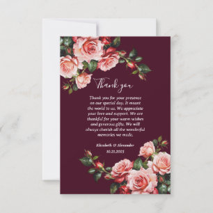 Dunkle, launische rosa und rote Rosen Burgunder Ho Dankeskarte