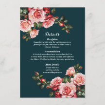 Dunkle, launische rosa und rote Rosen Teal-Hochzei