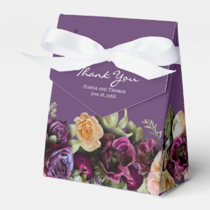 Dunkle Lavendel Elegante Florale Hochzeits-Dankesk Geschenkschachtel