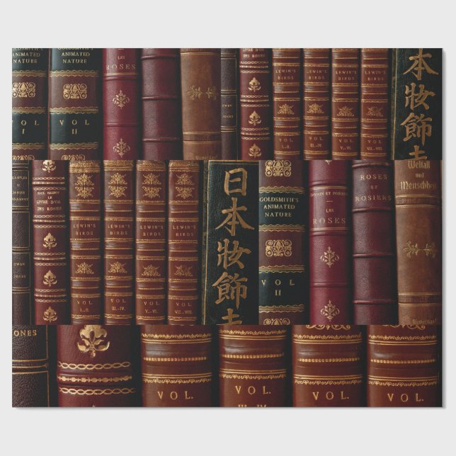 Dunkle Leder Buchstäbchen Buchliebhaber Geschenkpapier (Flach)