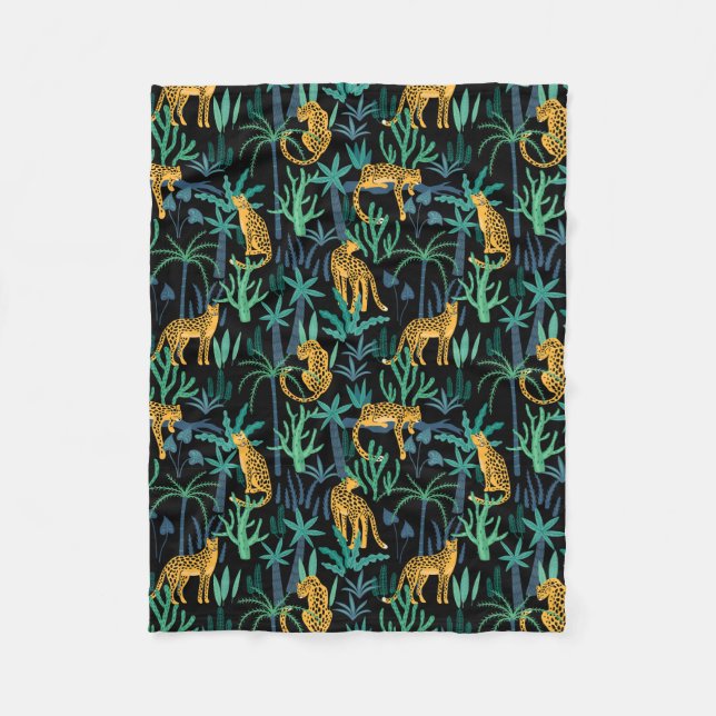 Dunkle Leopard-Dschungel-Flanelldecke Fleecedecke (Vorderseite)