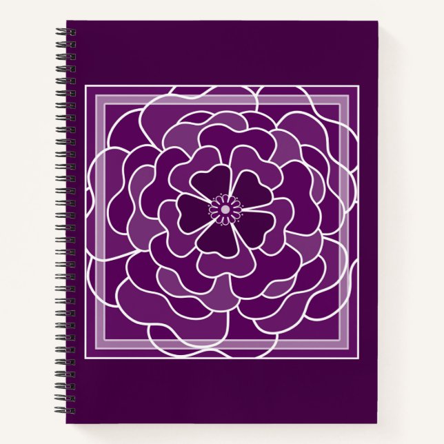 Dunkle lila abstrakte Blume Notizbuch (Vorderseite)