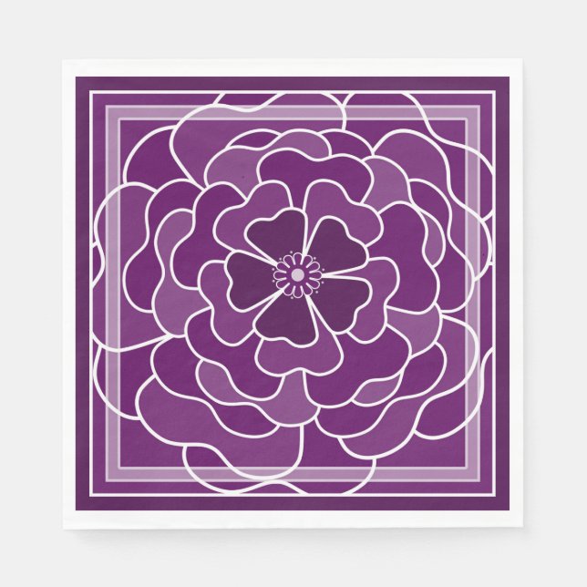 Dunkle lila abstrakte Blume Serviette (Vorderseite)