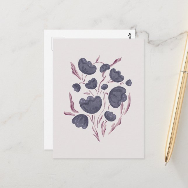 Dunkle Lila Blume Ästhetik Postkarte (Vorderseite/Rückseite Beispiel)