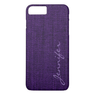 Dunkle Lila Burlap-Rustikale Linse Monogram Case-Mate iPhone Hülle