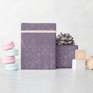 Dunkle Lila Floral Damask Wrapping Paper Rolle Geschenkpapier