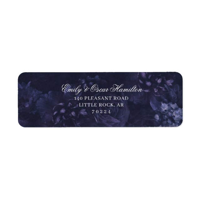 Dunkle lila florale gothische Boho-Rücksendeadress (Vorne)