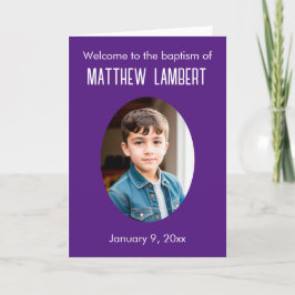 Dunkle Lila Foto Front Polka-Dot geklappte Taufe Programm