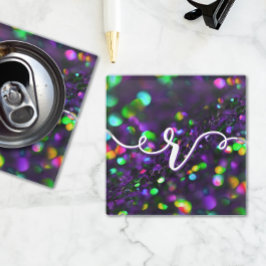 Dunkle Lila Funkeln Glasuntersetzer