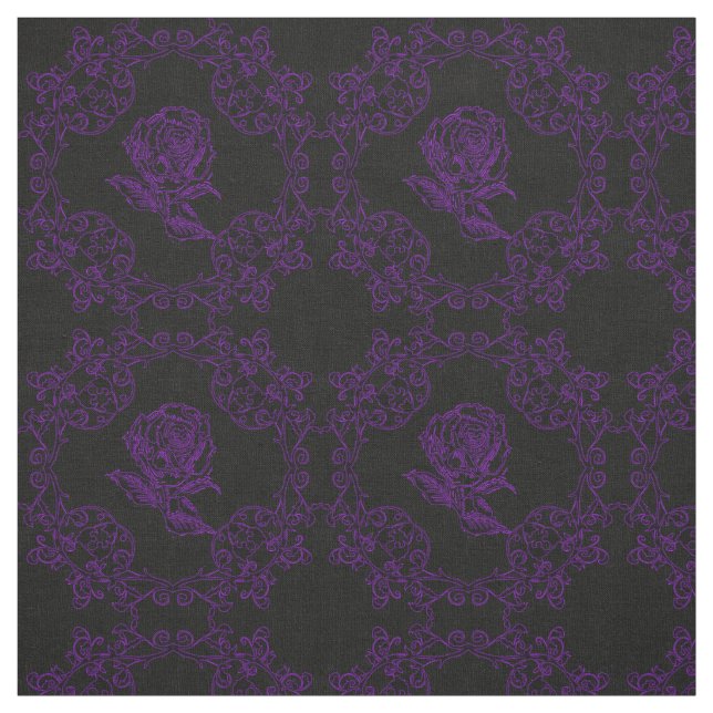 Dunkle Lila Goth-Rose Damask Quilt Blockgewebe Stoff (Muster)