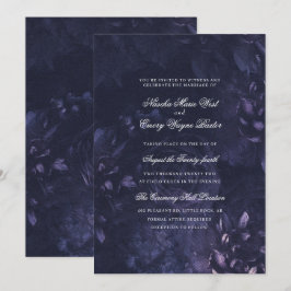 Dunkle Lila Gotische Boho-Floral-Hochzeit Einladung