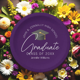 Dunkle Lila Graduate Personalisiert Graduate Party Pappteller