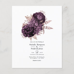 Dunkle Lila Hochzeit und Rose Flyer