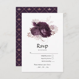 Dunkle Lila Hochzeit und Rose RSVP Karte