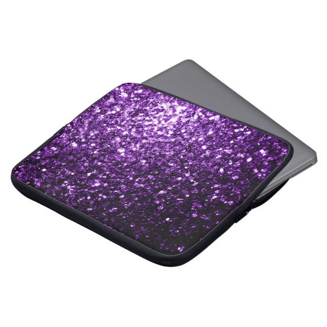 Dunkle Lila Imitate glänzen Glitzer Glitzern Laptopschutzhülle (Vorne Oben)