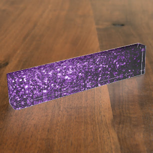 Dunkle Lila Imitate glänzen Glitzer Glitzern Namensplakette