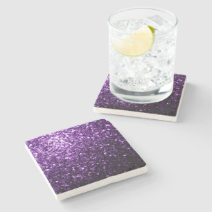 Dunkle Lila Imitate glänzen Glitzer Glitzern Steinuntersetzer