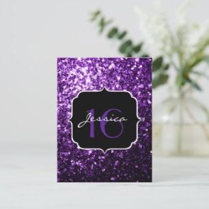 Dunkle Lila Imitate glänzenden Glitzer Glitzern Sw Postkarte