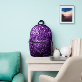 Dunkle lila Imitate Glitzer Glitzern Bedruckter Rucksack