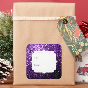 Dunkle Lila Imitate Glitzer Glitzern bis von Gesch Quadratischer Aufkleber