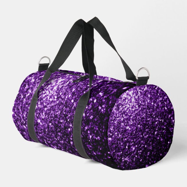 Dunkle lila Imitate Glitzer Glitzern Duffle Bag (Linke Seite)