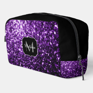 Dunkle lila Imitate Glitzer Glitzern Schwarze Mono Waschbeutel