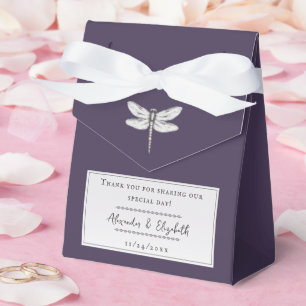 Dunkle Lila Libellenhochzeit Geschenkschachtel