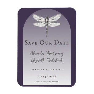 Dunkle Lila Libellenhochzeit Magnet