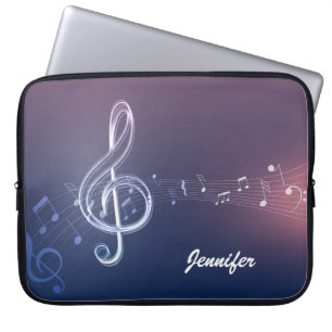 Dunkle Lila Musiknoten und benutzerdefinierte Mono Laptopschutzhülle