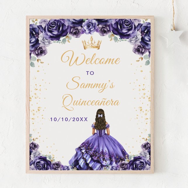 Dunkle Lila Prinzessin Quinceañera Willkommen Poster (Von Creator hochgeladen)