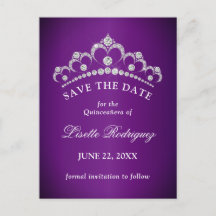 Dunkle Lila Quinceanera Save the Date