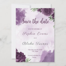 Dunkle Lila Rose Blumengotik Save the Date