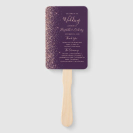 Dunkle Lila Rose Gold Glitzer Edge Wedding Program Fächer