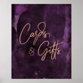 Dunkle Lila Rose Gold Wedding Cards & Gifts Poster
