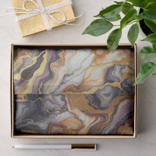 Dunkle Lila schwarz-graue, weiße goldene Marmormus Seidenpapier