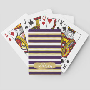 Dunkle Lila Streifen Muster Individuelle Name Spielkarten
