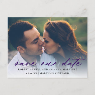 Dunkle Lila Textübersicht Foto Hochzeitssache Spei Ankündigungspostkarte