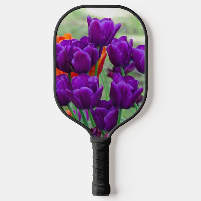 Dunkle lila Tulpen-Puppe Pickleball Schläger (Vorderseite)