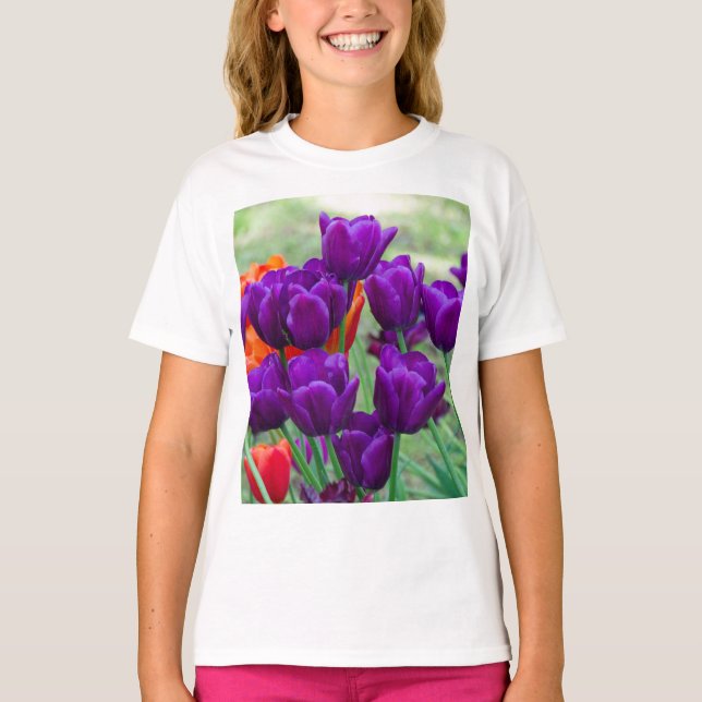 Dunkle lila Tulpen-Puppe T-Shirt (Vorderseite)