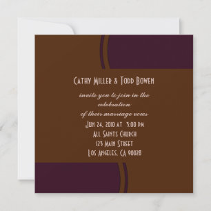 Dunkle lila und braune moderne Hochzeit Einladung