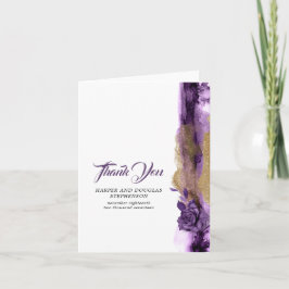 Dunkle Lila und Gold Glitzer Hochzeit Vielen Dank Dankeskarte