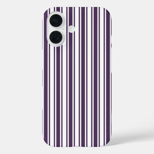 Dunkle lila und weiße Streifen Case-Mate iPhone Hülle (Rückseite)