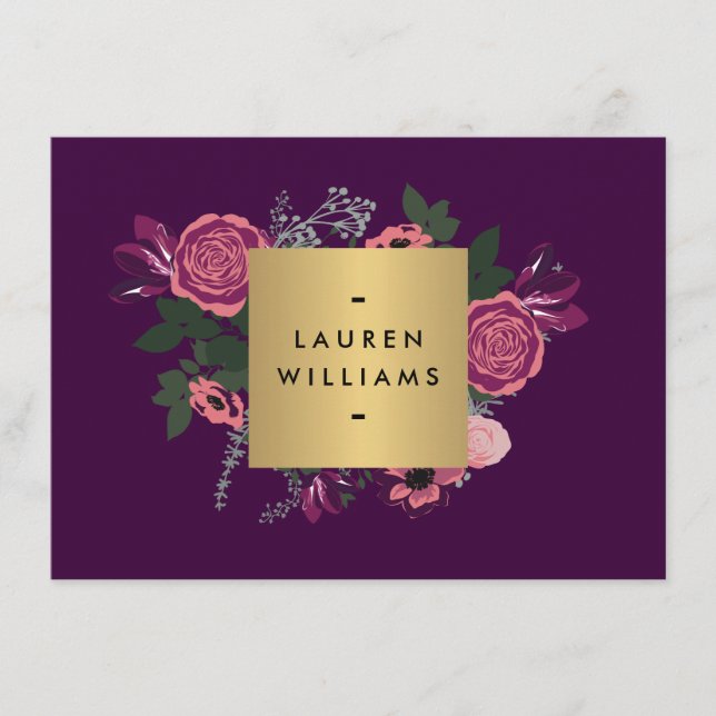 Dunkle Lila Vintage Blumengiftbescheinigung (Vorderseite)