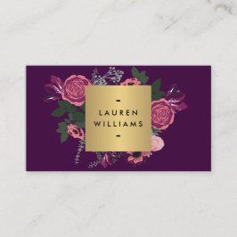 Dunkle Lila Vintage Moderne Blumenmotive Designer Visitenkarte