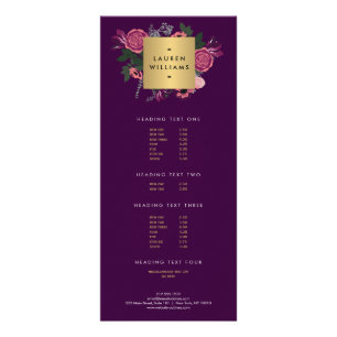 Dunkle Lila Vintage Moderne Blumenmotive Designer Werbekarte